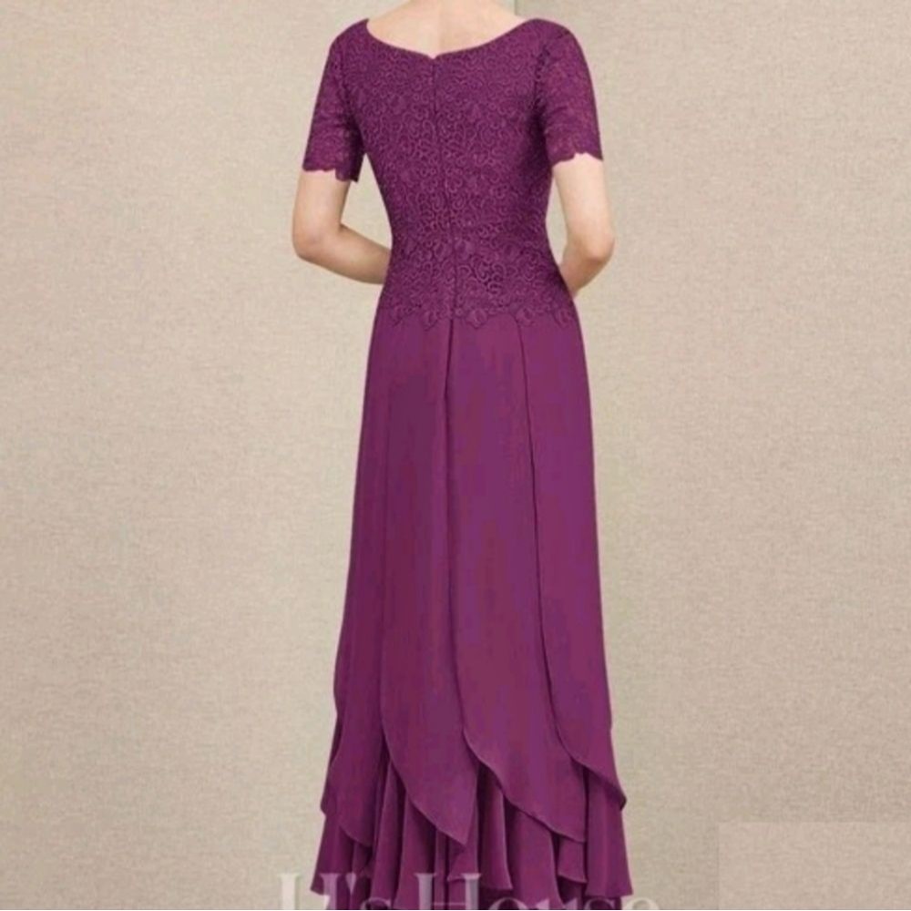 Jj's House Lace Chiffon Bridal / Special Occasn Dress Us Sz10 Orchid Nwt — image 3 of 5